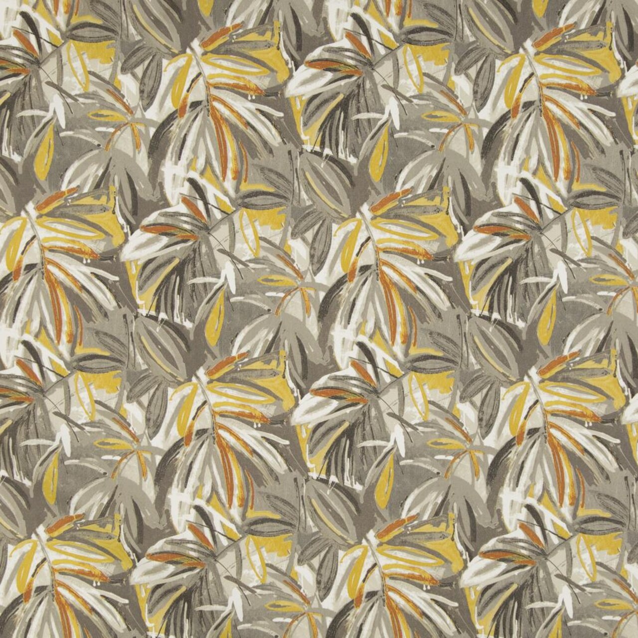 Captiva - Gold & Yellow,Grey & Silver Leaves,Tropical & Botanical Upholstery Fabric 54 Inches"